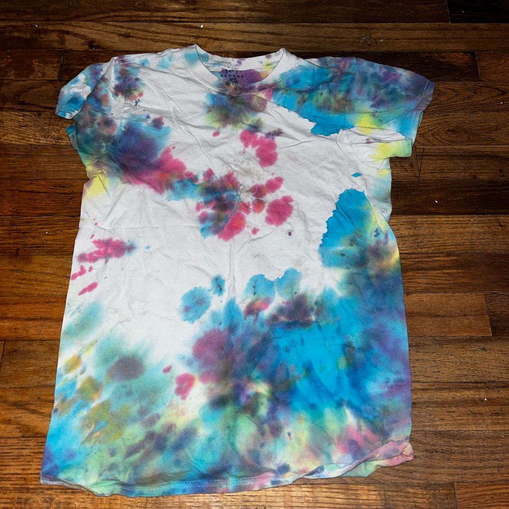 At home tie died kids t shirt